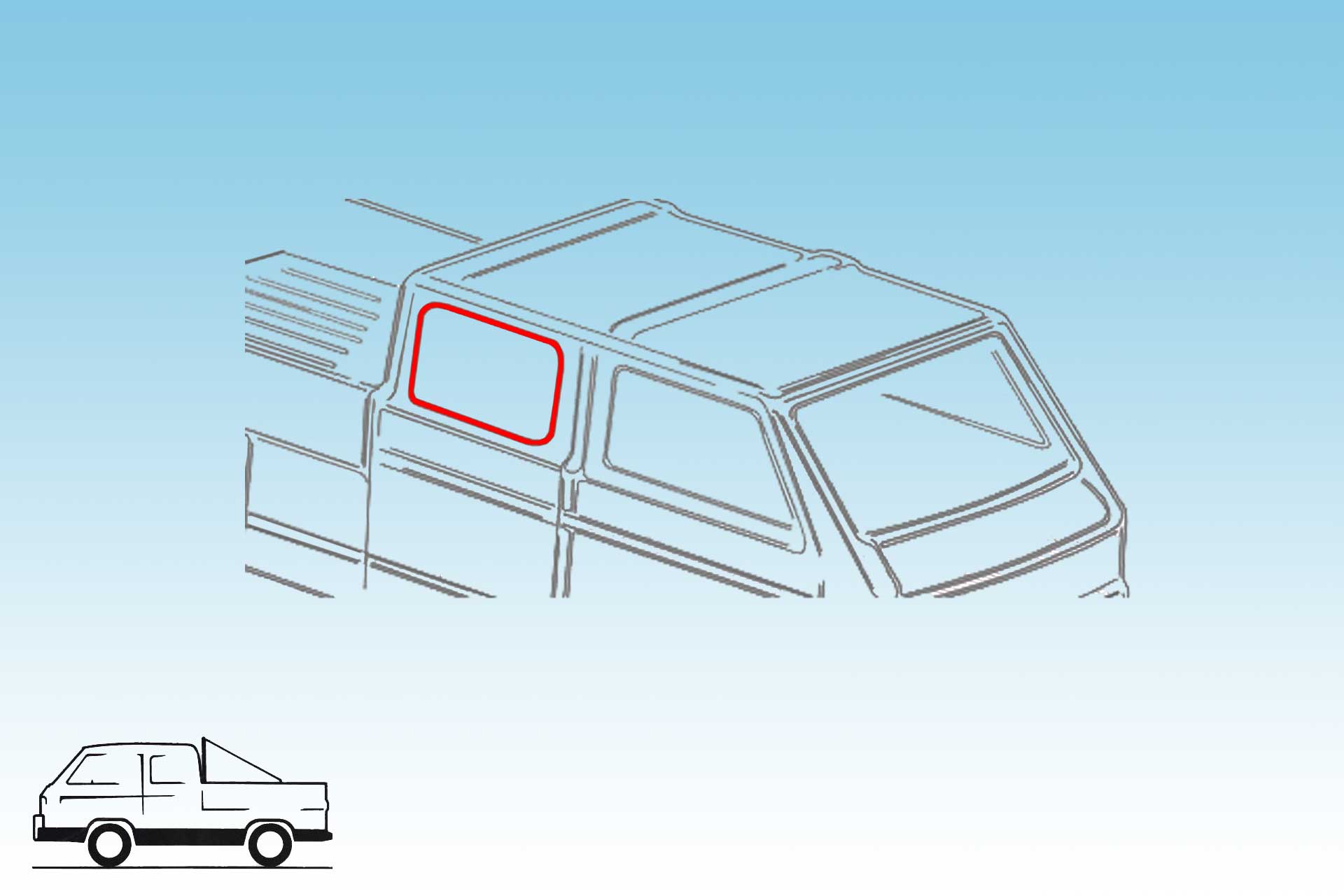 Side window seal, all T25 double cab - genuine VW