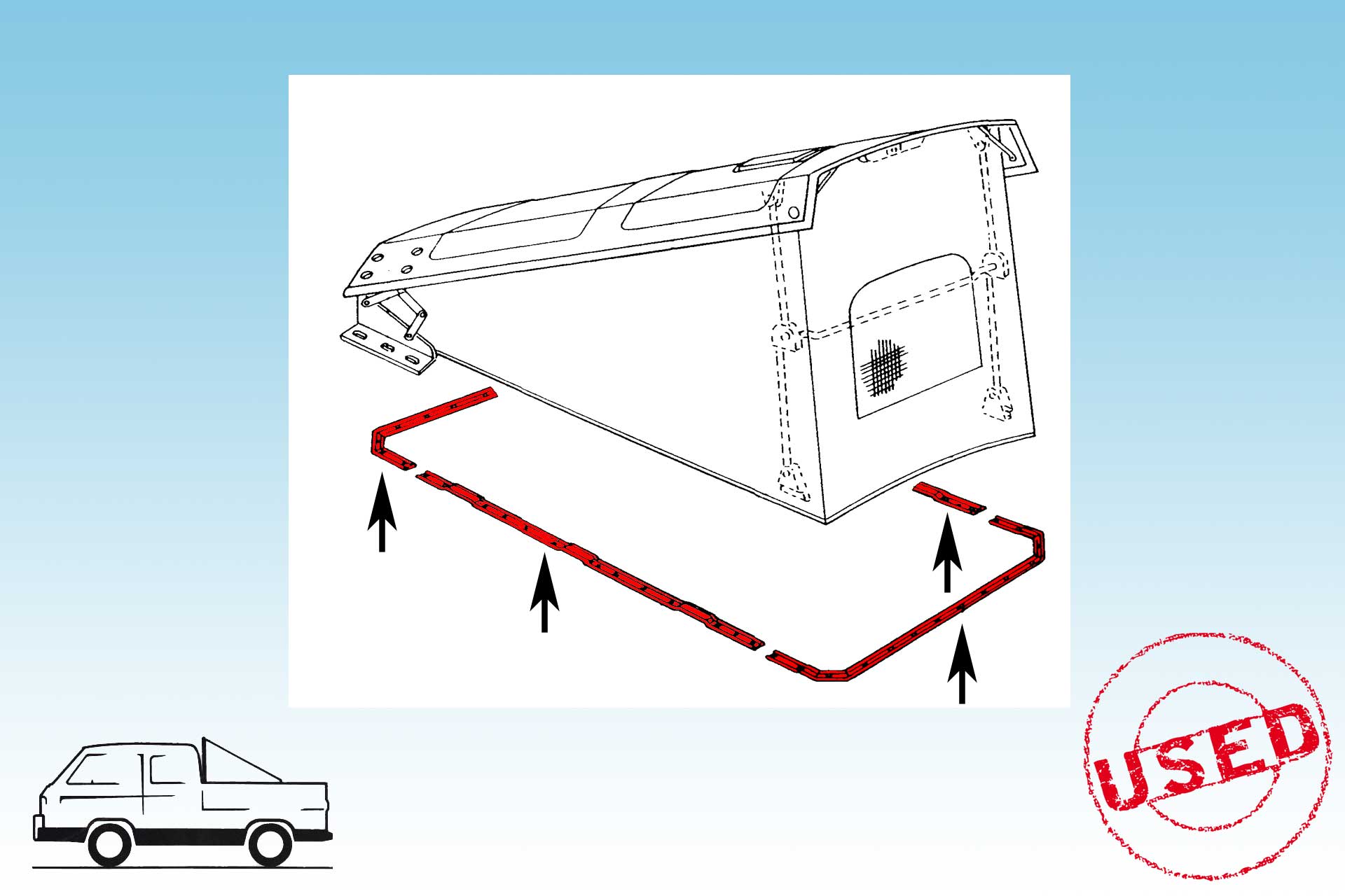 T3  Westfalia pop top canvas rails  to body