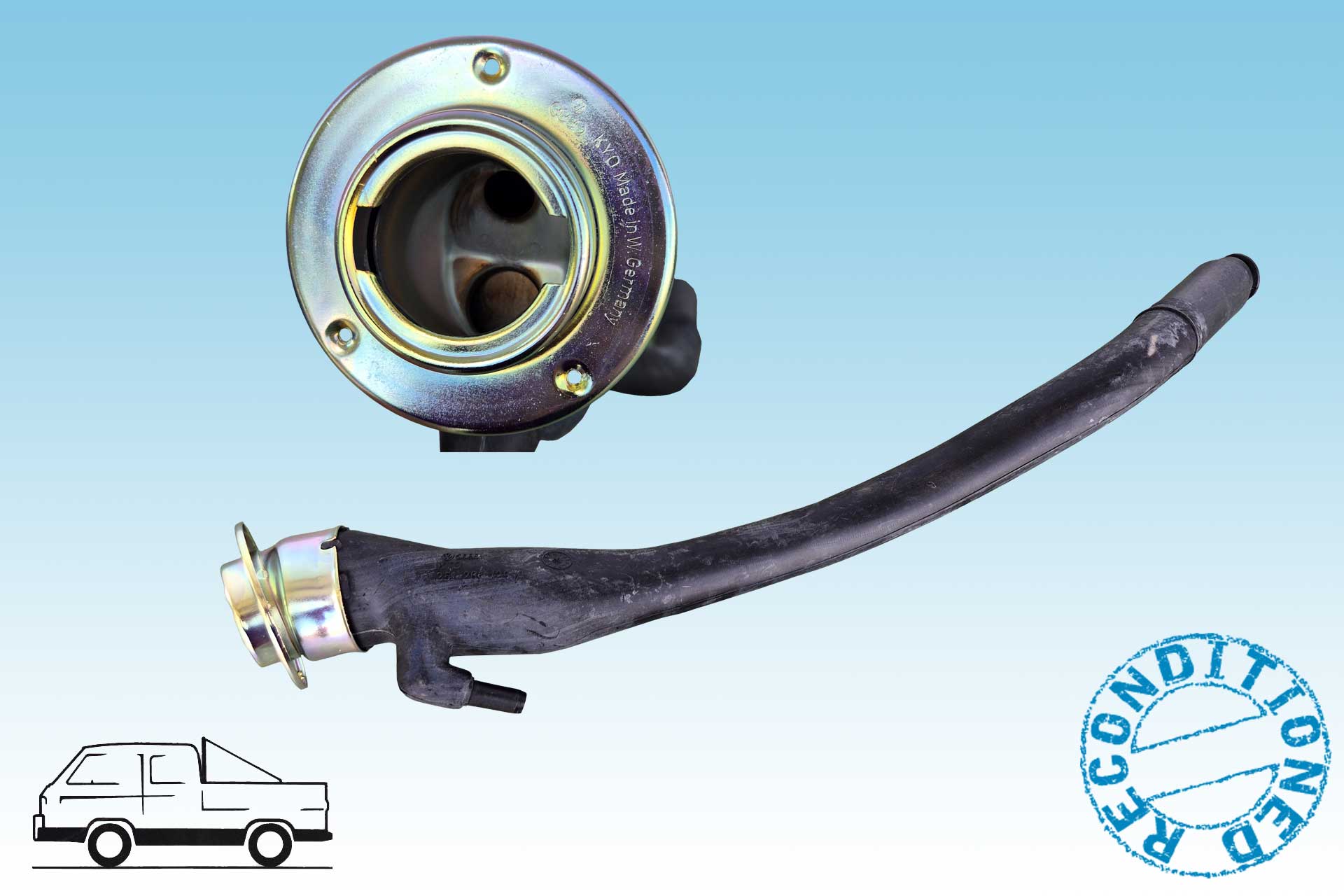 Fuel filler neck bus Vanagon with flap Fuel filler neck bus Vanagon with flap