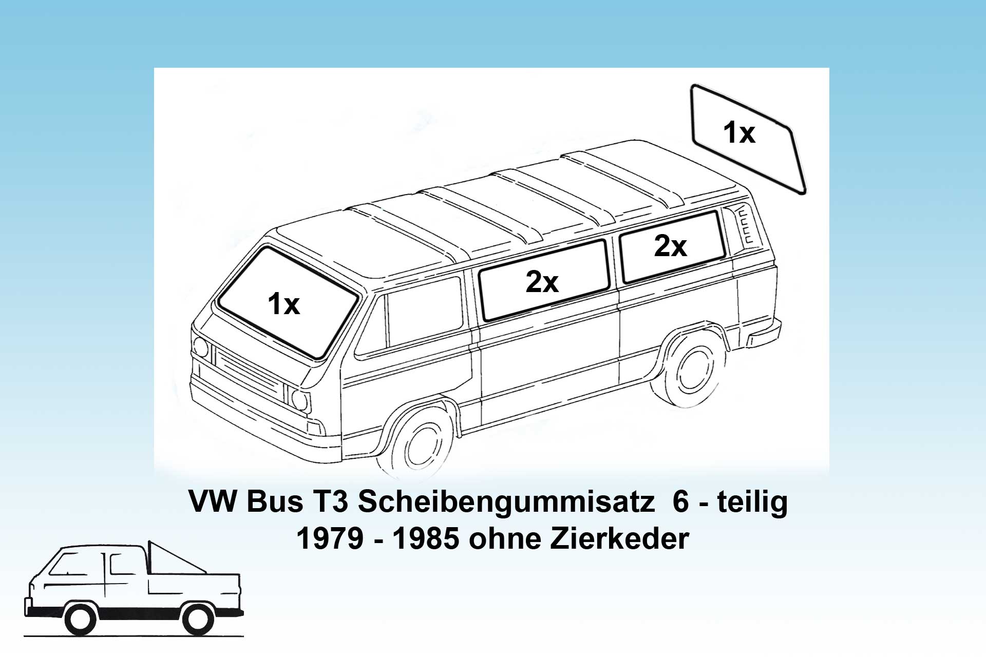 Scheibendichtungssatz T3  79 - 84  ohne Zierkeder