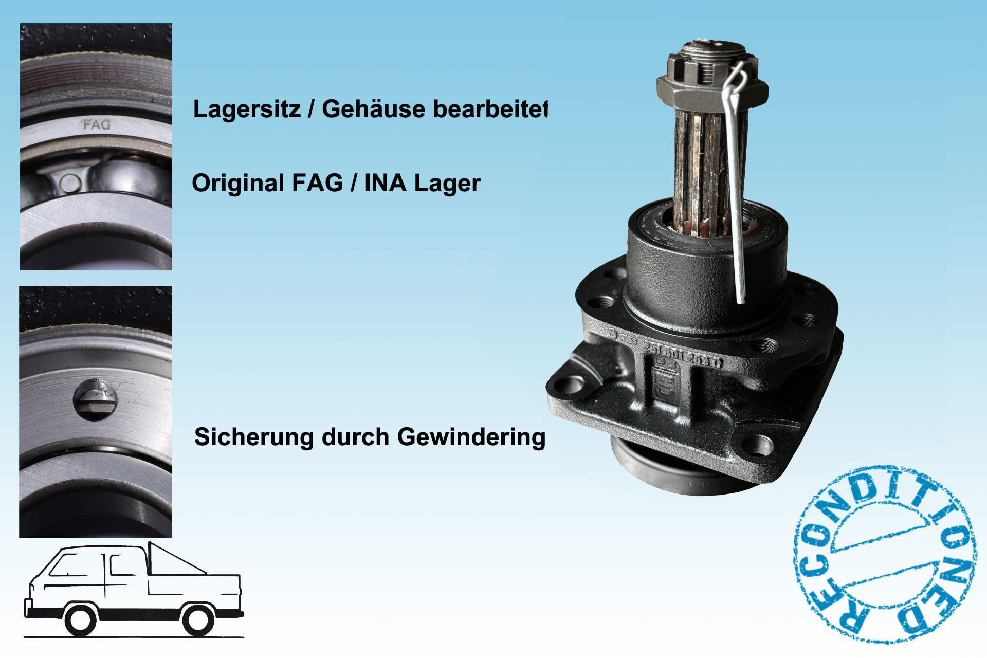T3 Syncro 16"  Radlagergehäuse hinten  im Austausch